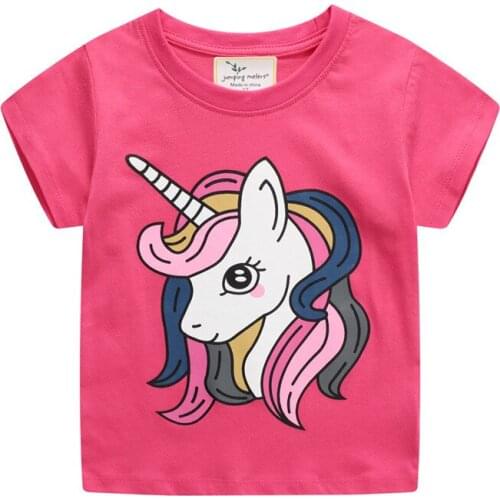 Jumping Meters Summer Unicorn Girls T shirts Baby Cotton Clothes Animals Print Fashion Kids Tees Short Sleeve Tops