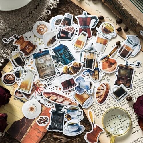 Food Coffee Sticker Cute South Korea Retro Japanese Paper Adhesive Stickers bullet journal art supplies naklejki stationary