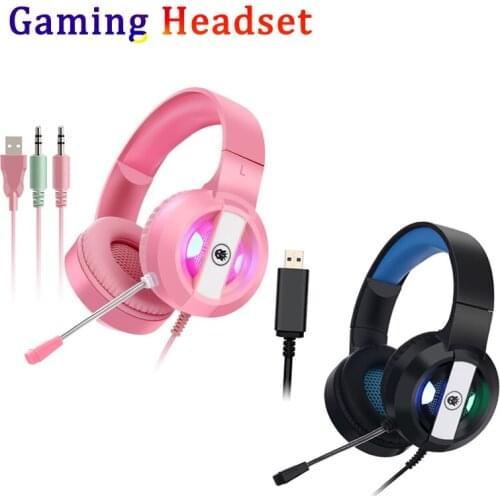 Stereo Gaming Headset For PC 3.5mm USB Channel Surround Wired Over-Head Gamer Headphone With Mic Volume Control Game Earphone
