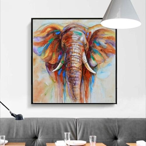 Canvas Painting Wildlife Colorful Elephant Picture Cuardros decoracion Home Decor Picture For Bedroom Industrial Loft Livingroom