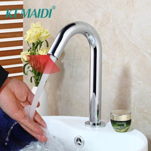KEMAIDI Solid Brass Bathroom Automatic Touch Free Sensor Faucets Water Saving Inductive Electric Power Mixer Taps Faucet
