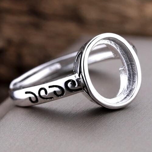 Sterling Silver 925 Engagement Wedding Party Semi Mount Ring Oval Cabochon 8x10mm Amber Agate Gemstone Setting Fine Jewelry