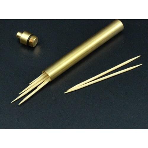 Creative brief Pure copper toothpick box Personality outdoor seal easy to carry toothpick holder