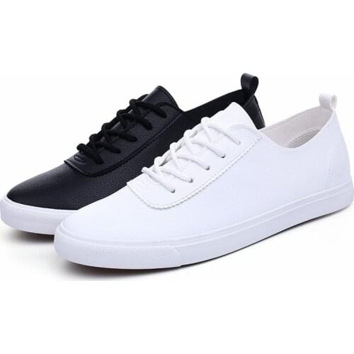 Men Vulcanized Shoes Summer PU Leather White Shoes 2021 Lightweight Lace-up Rubber Outsole Sneakers Couple Zapatos De Hombre