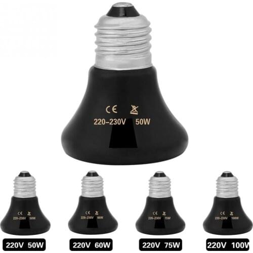 Grow Light Bulb 50-100W Pet Heating Light Infrared Ceramic Emitter Pet Heater Lamp Reptile Pet Heating Grow Light Bulb