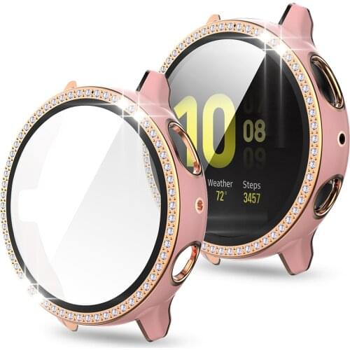 Lightweight Screen Protector Case for Samsung Galaxy Watch Active 2 40mm 44mm PC Cover with 3D Tempered Glass Film Bumper Shell