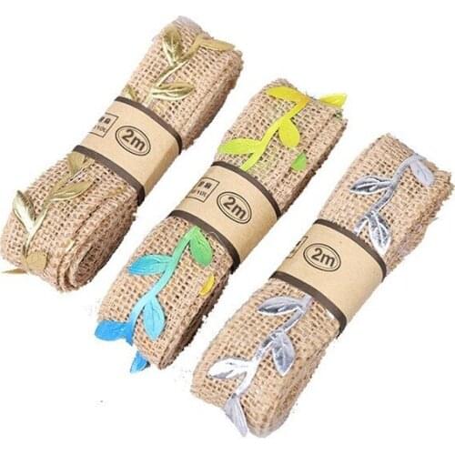 2meters 2.5cm Wide Burlap Ribbon Natural Jute Fabric Ribbon for Christmas, Wedding, Gifts, DIY and Craft