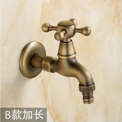 Fashion Antique Bronze total brass washing machine faucet,garden & Bathroom Wall Mounted basin faucet with cross handle