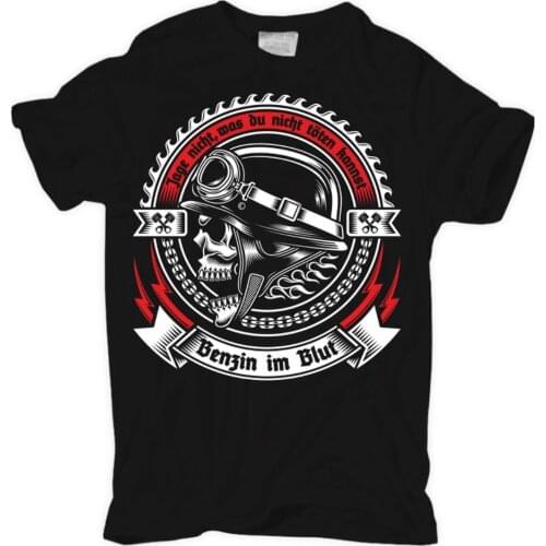 MenS Mens T-Shirt Gasoline In The Blood Motorcycle Bikes Biker Rocker Mc Oldschool Motorradhigh Quality 2019 Summer Tee shirt