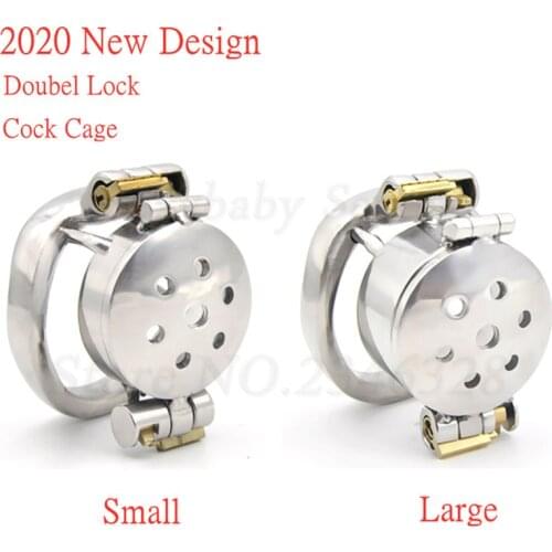 Double Lock Design Stainless Steel Male Chastity Device,Cock Cage with Penis Plug Catheter,Penis Rings,Sex Toys For Man
