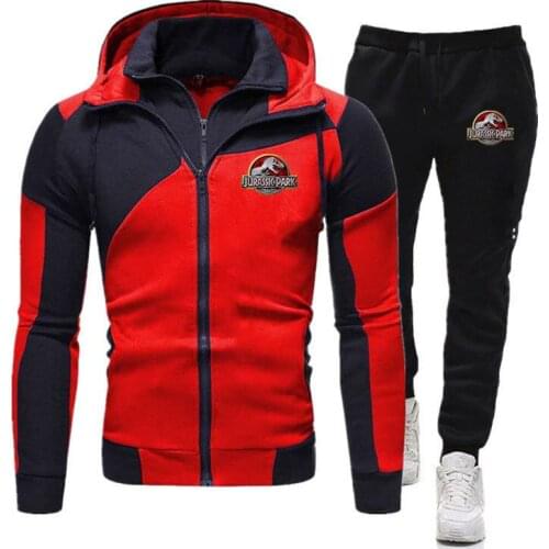2021 Jurassic Park Winter Mens Set Brand Sportswear Tracksuits 2 Piece Sets Homme Clothes Hoodies+Pants Suit Male Coat Jackets