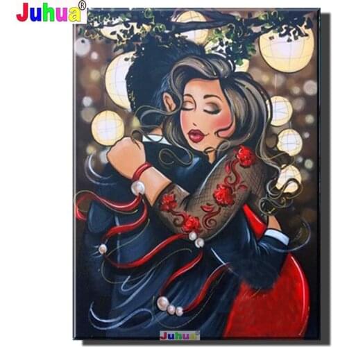 Fat Cartoon Couple 5D DIY Diamond Painting Full Square/Round Drill 5D Diamond Embroidery Netherlands Africans Home Decoration