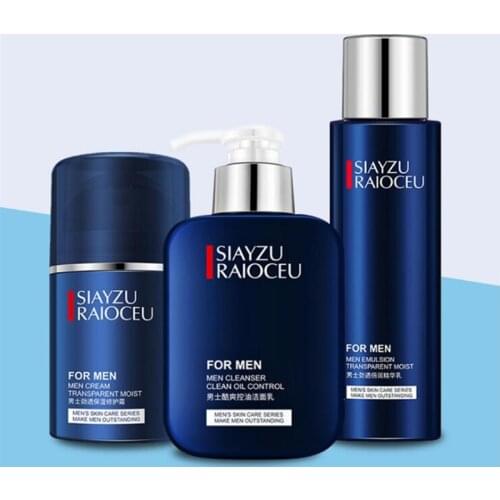 New 3pcs Men Face Care makeup set,Fashion Man cosmetics kit,Anti-wrinkle concealer Oil-control Toner,Moist face Cleanser cream