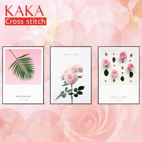 Trilogy Cross stitch kits Embroidery needlework sets with printed pattern,11CT canvas,Home Decor for garden House,5D Rose Flower