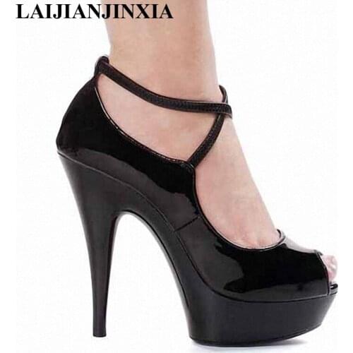 New Peep Toe Dancing Pumps Sexy 15cm High Heels Wedding Party Queen Dance Shoes Platform Women Dress Dance Pumps Shoes