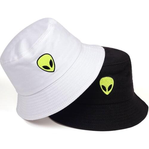 Fashion wild bucket hats Aliens Embroidery Bucket Hat Women Men Foldable Fishing Hats Summer Outdoor sun Fisherman Hat casquette