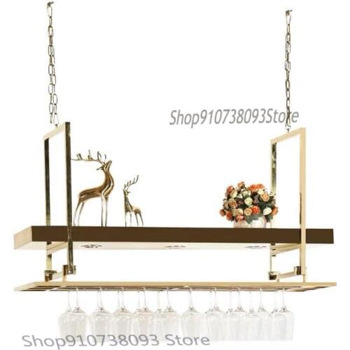 Light luxury stainless steel wine rack rack creative bar counter wine glass rack upside down household hanging hanging goblet ra