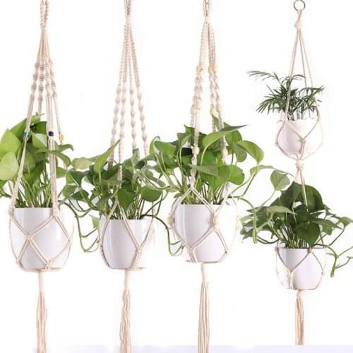 Handmade Plant Hanging Baskets Flower Pot Hanger Cotton Rope Hanging Net Hand-woven Sling Wall Courtyard Garden Decor Supplies