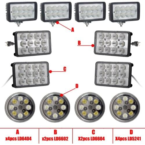 Complete LED Light Kit For John Deere 9000 Series Tractors 9100,9200,9300,9300T,9400,9400T 12pcs/lots Agricultural Work Lights