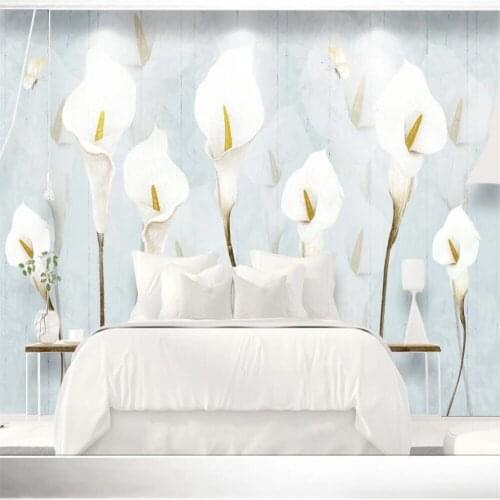 Custom 3D wallpaper mural modern minimalist small fresh garden calla lily flower Nordic decoration living room bedroom backgroun
