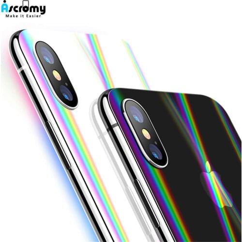 Ascromy Aurora Gradient Transparent Back Film Protection for Apple iPhone Xs Max X XR 8 Plus 7 6 6S Case Cover Phone Accessories