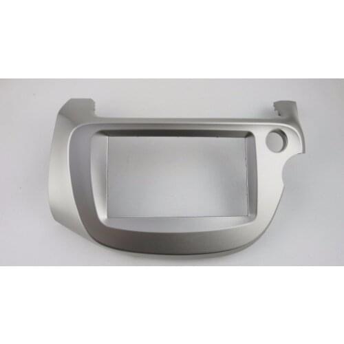 Radio Facia for Honda Jazz,Fit 2008-2013 (Right Wheel,Silver) Panel DVD Stereo CD Dash Kit Trim Fascia Face Plate Frame
