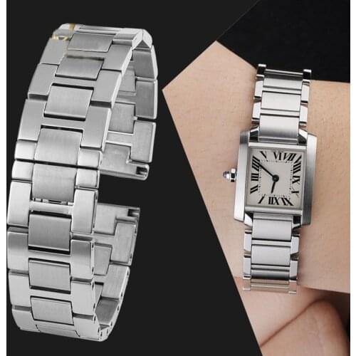 Watch band For Cartier Tank Watchstrap Stainless Steel watchband Watch Accessorie 16mm 18mm 20mm 22mm 23mm