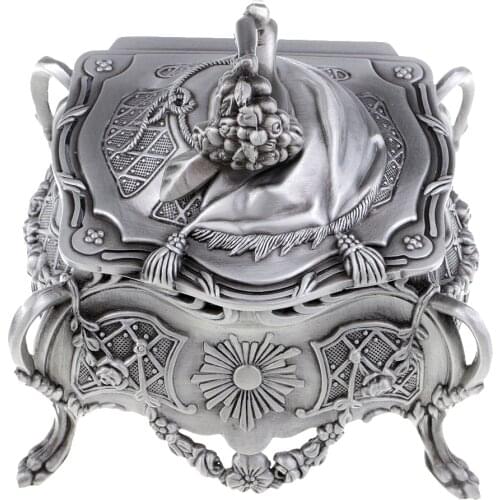 Retro Wind-up Embossed Pattern Music Box Home Decoration Birthday Gift