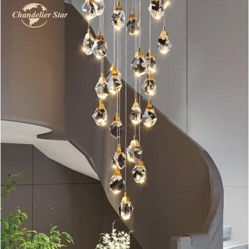 Modern LED Pendant Lights Luxury Prism Crystals Indoor Lighting for Living Room Bedroom Kitchen Dining Room Villa Decoration