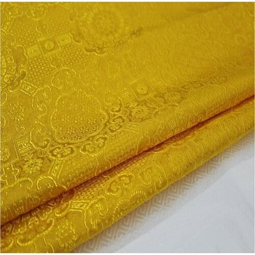 HLQON brocade yarn dyed yellow fabric patchwork felt tissue telas bed sheet cheongsam dress children coat cloth 75cm width