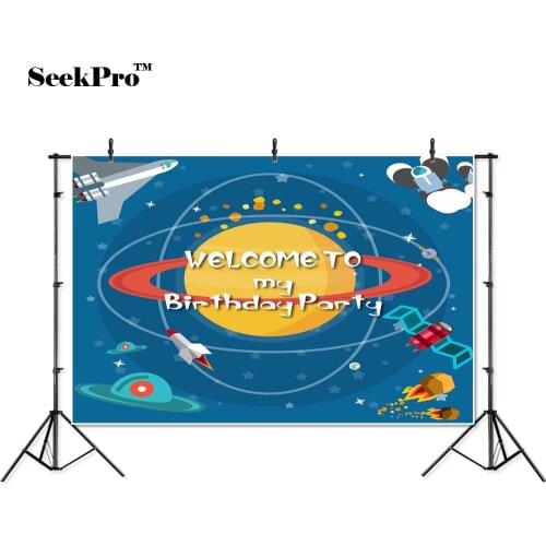 Thin vinyl birthday party space planet rocket baby photo Backgrounds Printed Professional indoor Photographic studio Backdrops