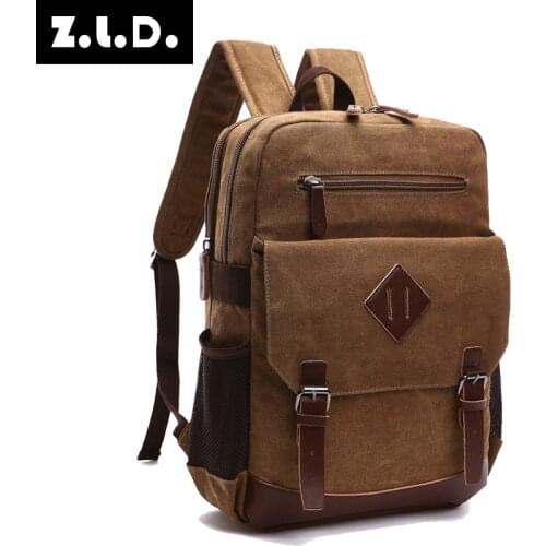 Z.L.D. Original Mens Laptop Backpack High Quality Canvas Backpack Solid Color Large Capacity Canvas Bags for Men and Women bags