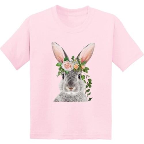 Plant Flower Rabbit Kawaii Animals Print Funny Kids T Shirt Children Clothes Summer Baby Girls Cotton Short Sleeve T-Shirt