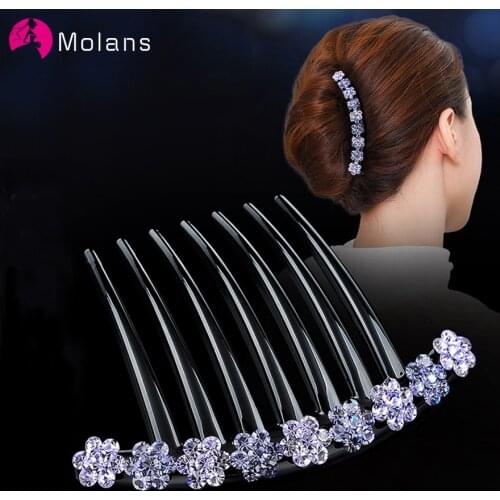 Molans Vintage Flower Crystal Hairclips Fashion Hair Maker Bun Hair Combs Plastic Shiny Hairpins for Women Hair Accessories