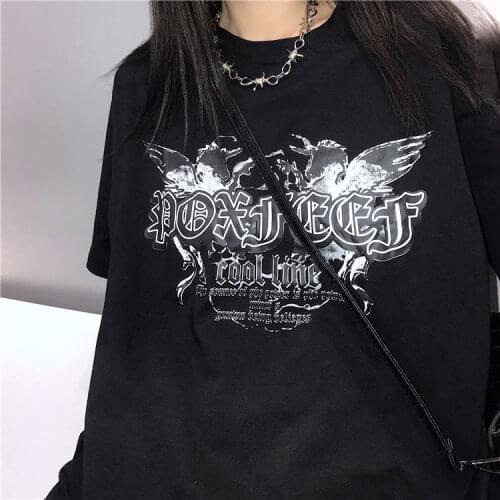 Short Sleeve Female Funeral Women Punk Shirt Black T Shirt Streetwear Summer Goth Clothes Oversize Tshirt Fashion Top Cotton