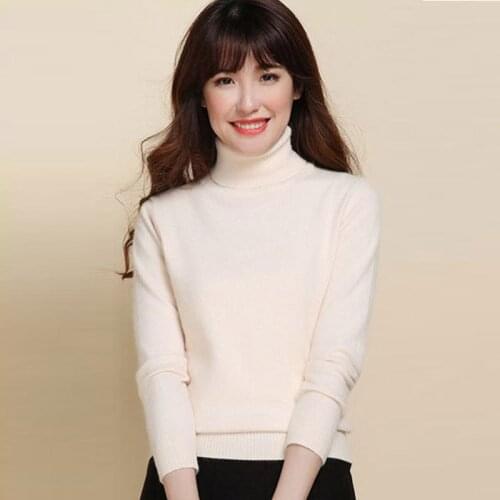 Women Cashmere Sweater Turtleneck Pullovers Solid Korean Lady Jumper Oversized Winter Wool Knit Christmas Sweaters Female Top