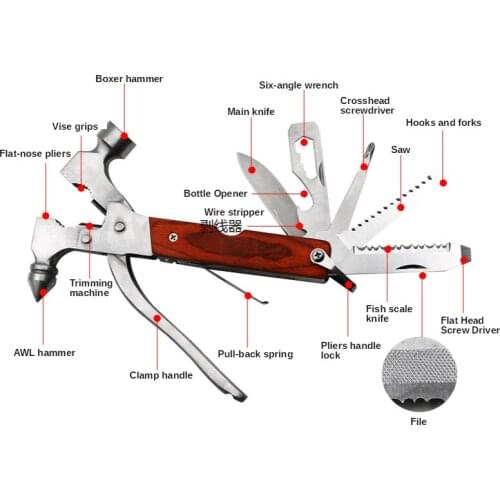 1PC18 In 1 Multifunction Axe Hammer Outdoor Camping Survival Tactical Folding Knife Portable Hatchet Rescue Pocket Tool Machete