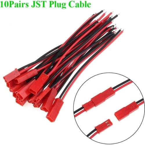 10Pairs 100mm 150mm 200mm 2Pin Connector JST Plug Cable Male Female For RC BEC Lipo Battery Helicopter FPV Drone Quadcopter