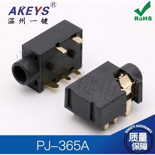 10 pcs PJ-365A Audio Connector 3.5mm Headphones Jack 5-Pin Pin 2 Fixed Feet 3.5mm Socket USB