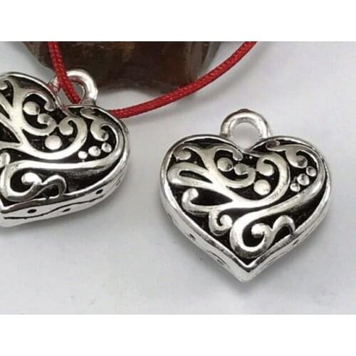 10pcs/lot Tibetan Silver heart Pendants Handmade Decorative Metal DIY Jewelry Alloy accessories sdfg4s