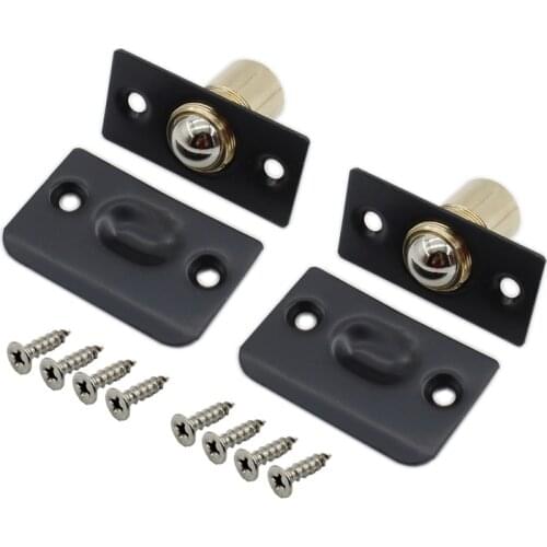 2Pack Closet Door Ball Catch Hardware,Stainless Steel French Door Catch Ball Latches Adjustable Cabinet Latch with Strike Plate