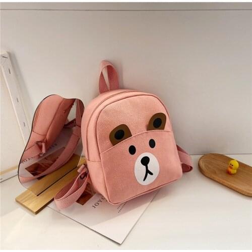 2021 Cartoon Bear school bag child Small Canvas childrens backpack for girl 5 colors backpacks for children Solid cute kids bag