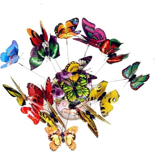 25PCS/ Bunch Butterflies Garden Yard Planter Colorful Whimsical Butterfly Stakes Decoracion Outdoor Decor Flower Pots Decoration