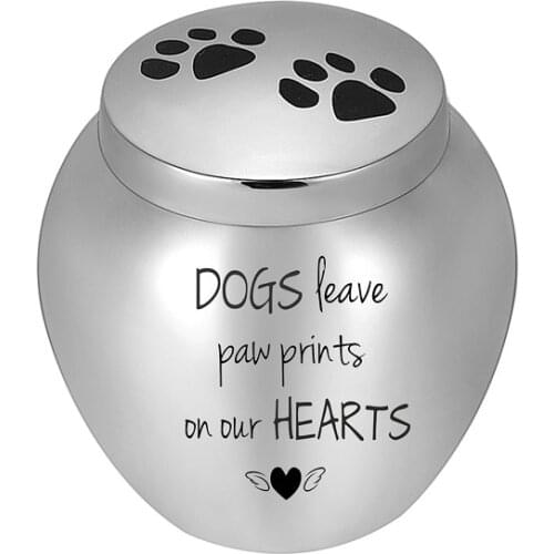 3 Size Dogs leave paw print on our HEARTS Pet Urn Hold Dog Ashes Custom Engrave Loss of Dog Memorial Ashes Urn