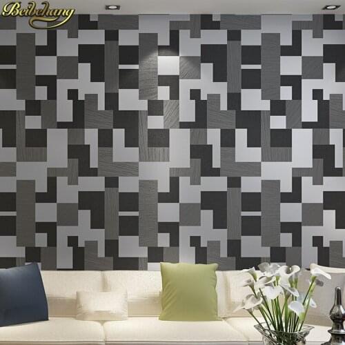 Beibehang 3D mosaic living room TV background wall paper thicker non-woven fashion bedroom bedside wallpaper papel de parede