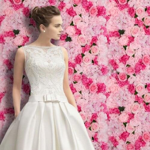 60x40CM Artificial Flower DIY Wedding Decorative Wall Panel Silk Rose Romantic Wedding Party Photography Background Decoration