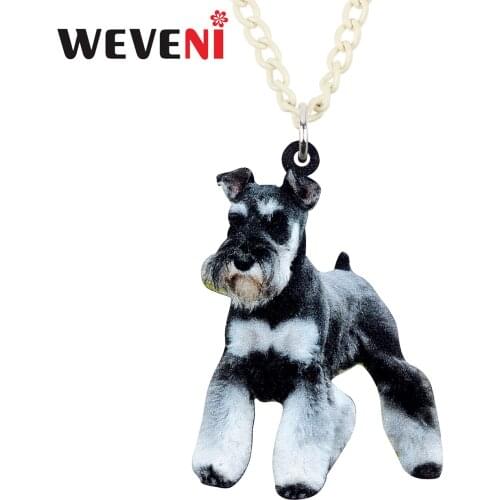 WEVENI Acrylic Lovely Schnauzer Dog Necklace Pendant Sweater Chain Cute Animal Pets Jewelry Gift For Women Girls Accessories New