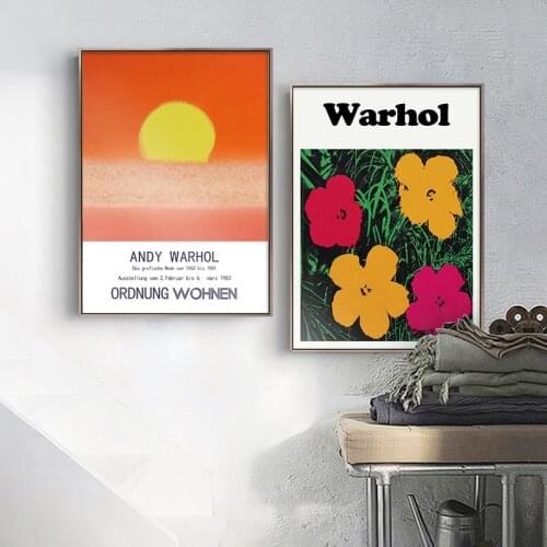 Andy Warhol Flower Sunset Abstract Art Print Vintage Exhibition Poster Burnt Orange Wall Pictures Canvas Painting Gallery Decor