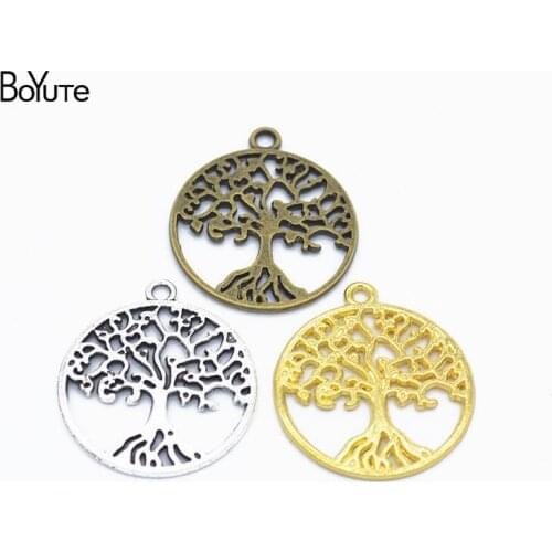 BoYuTe (40 Pieces/Lot) Metal Alloy 28*25MM Tree of Life Pendant Charms Vintage Diy Hand Made Jewelry Accessories