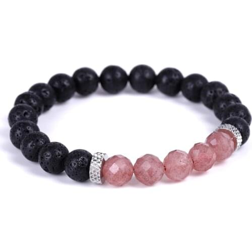 8MM Natural Stone Strand Bracelet Reiki Healing Energy Black Lava Amazonite Rubies Zoisite Lapis Quartz Crystal Beaded Bracelets